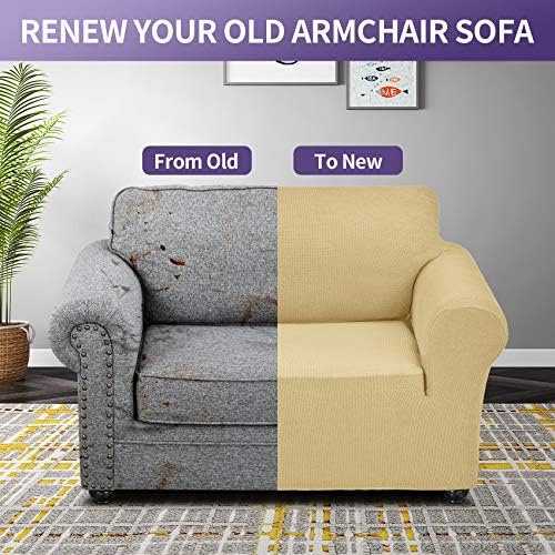 Joccun Stretch Chair Couch Cover,1-Piece Sofa Slipcover Spandex Jacquard Fabric Sofa Covers with Elastic Bottom,Washable Furniture Protector for Dogs,Cats,Kids(Armchair,Champagne) - Image 6