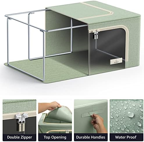 Sorbus Clothes Storage Bins, Clear Window & Handles (Medium, 2 Pack, Teal) - Image 5