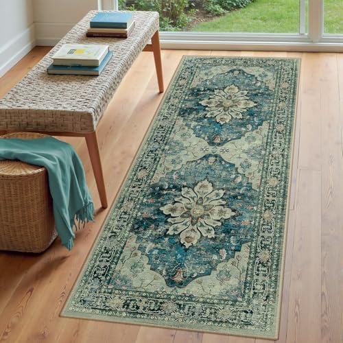 RELEANY Washable Area Rug, Runner 3'x6', Blue/Vintage Dark Blue - Image 3