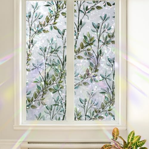 Window Privacy Film Stained Glass Window Film Decorative Static Cling Frosted Glass Cover Window Tint for Home Non-Adhesive 3D Laser UV Blocking by Unknown