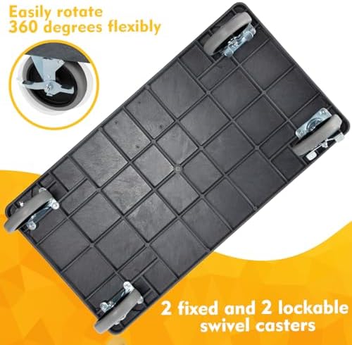 ELAFROS 2-Tier Heavy Duty Rolling Cart, 34 x 17 in, 2 Fixed 2 Swivel, Gray - Image 3