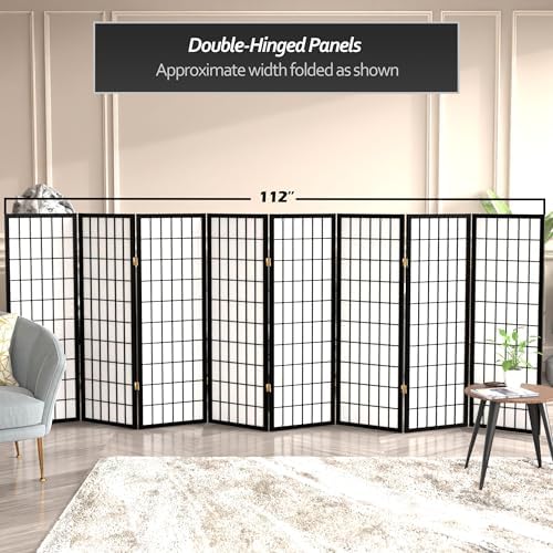 4 ft. Short Window Pane Shoji Screen - Black - 8 Panels - Image 5