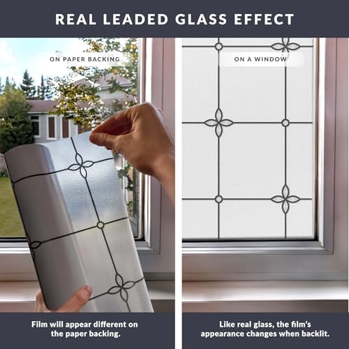 Victoria Window Privacy Film by Artscape - Textured Leaded Glass Design, Static Cling, Allows Natural Light in, UV Protection, Non-Adhesive Water-Applied Installation, Made in USA - 36 x 72 Inch - Image 5