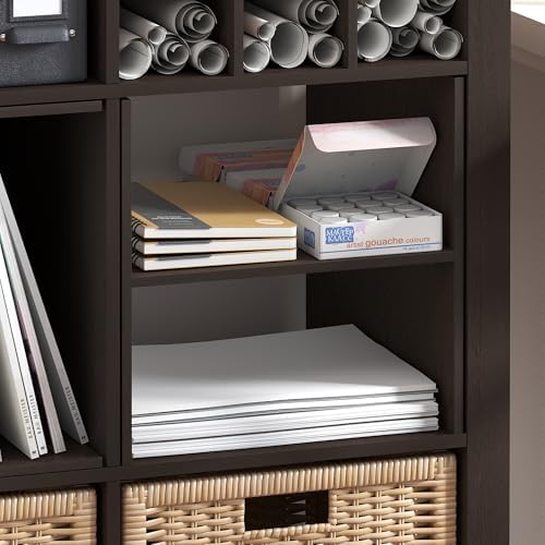Furinno Cubicle H-Shelf Cube Insert, 2-Tier Cube Organizer, Dark Oak - Image 4