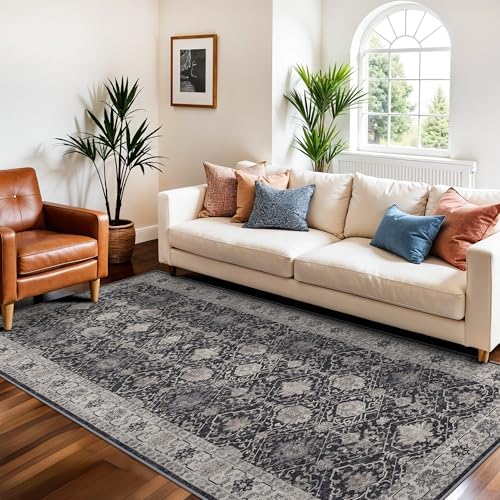 Washable 3x7 Entryway Runner Rug: Farmhouse Wide Kitchen Rug Soft Water Resistant Floor Mat for Bathroom Bedroom Nursery Non-Slip Indoor Carpet for Living Room Dining Room Hallway(3x7,Black) - Image 4