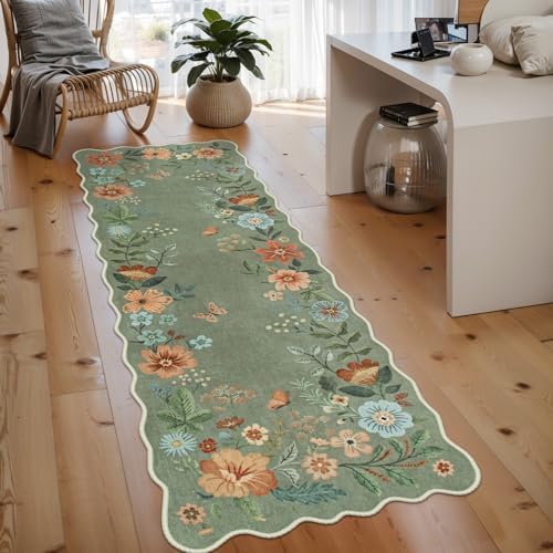 Lahome Floral Runners for Hallways Non Slip, 2X6 Washable Kitchen Runner by Lahome