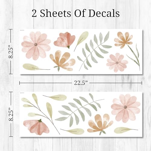Watercolor Flower Wall Decals - Set of 16 Vinyl Flower Room Decor Peel and Stick Removable Floral Stickers for Nursery Bedroom Bathroom - Image 4