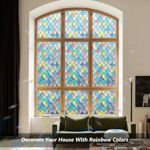 LEMON CLOUD Stained Glass Window Privacy Film Static Cling, 23.6″ x 157.4″ - Image 3