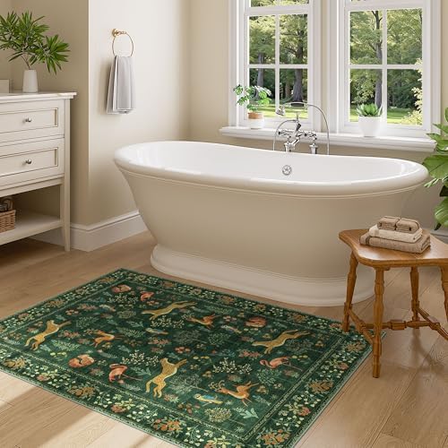 DUKINO 3x4 Rug, Washable Animal Area Rug for Entryway Non Slip, Green - Image 7