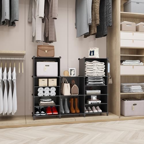 AWTATOS Closet Organizer 8 Cube Closet Storage Shelves, Black - Image 4