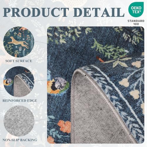 DUKINO 6x9 Area Rug, Washable Animal Living Room Rug Non Slip, Blue - Image 5