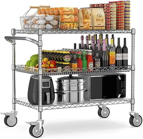 Commercial Rolling Utility Cart,45In Large Kitchen Carts with Wheels by Leteuke