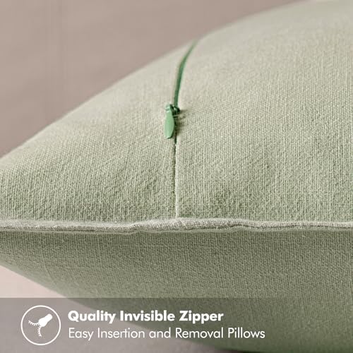 MIULEE Decorative Linen Euro Sham Pillow Covers 26x26 Light Green - Image 3
