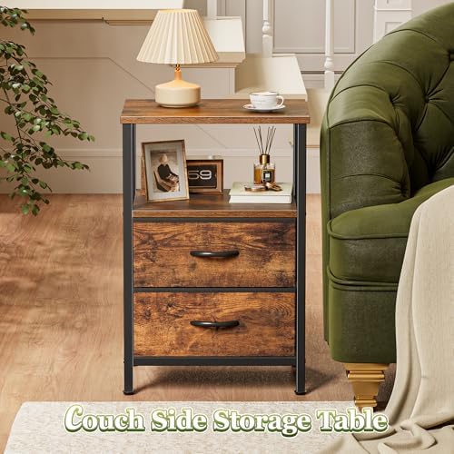 Huuger Night Stand Set of 2, Nightstand with 2 Drawers, Bedside Table - Image 6