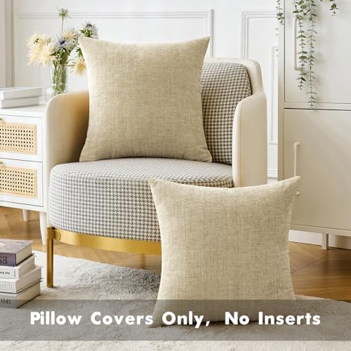 MIULEE Soft Chenille Throw Pillow Covers Beige 18x18 Inch Pack of 2 - Image 5