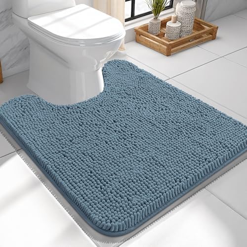 OLANLY Toilet Rugs U-Shaped 24x24, Soft Absorbent Chenille Contour Rugs by OLANLY