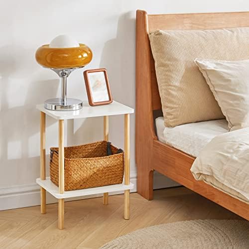 IBUYKE 2-Tier Side Table, Wood End Table, White UWST002W - Image 4