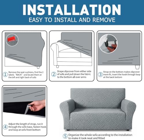 ZNSAYOTX 1 Piece Stretch Chair Cover with Arms (34"-44"), New Plaid Armchair Cover with Elastic Band for Living Room, Ultimate Soft Cozy Washable Chair Slipcover Form Fit Protector, Light Grey - Image 4
