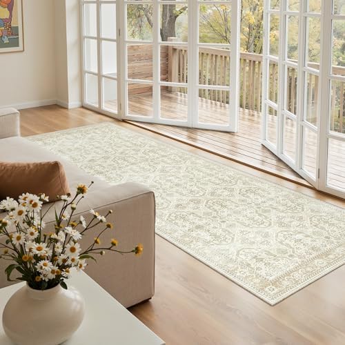 Soalmost Runner Rug 2x6 Washable Kitchen Hallway Runners Beige/Brown by Soalmost