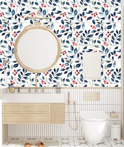 Danodoi Dark Blue Vintage Leaf Peel and Stick Wallpaper 17.5" x 118" | Waterproof Vinyl Self Adhesive Removable Renter Friendly Floral Contact Paper - Image 6