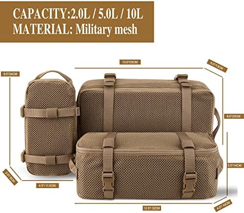 PETAC GEAR 3 PCS Tactical Modular Packing Cubes, Large Capacity Mesh Storage Bag,Outdoor Travel Organize Storage Pouches Bags. - Image 3