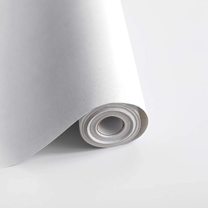 Safiyya 314.9"x17.7" Peel and Stick Wallpaper White Contact Paper Solid Color Removable Wallpaper Self-Adhesive Waterpoof Wall Paper by SAFIYYA