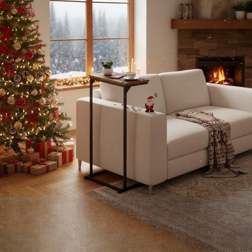 TUTOTAK C Shaped End Table, Small Side Table, 28.7 inch Tall Couch Table - Image 2