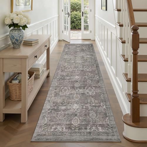 Rugxara 2'6''x8' Washable Runner Rug for Hallway Kitchen, Taupe/Grey - Image 3