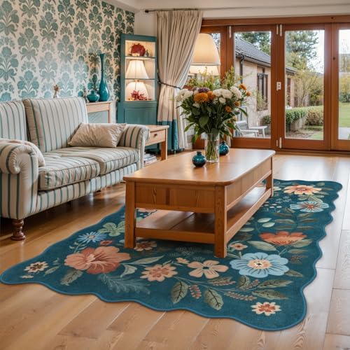 Lahome Floral Washable Rugs for Bedroom, 4X6 Area Rug Soft Living Room Rug - Image 2