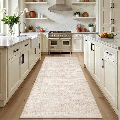 Hallway Runner Rug: 2.6x8 Kitchen Rugs for Living Room Beige Brown by EXPEDIX