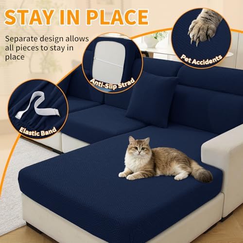 XINEAGE 4 Piece Stretch Couch Cushion Covers Individual Sofa Slipcovers - Image 5