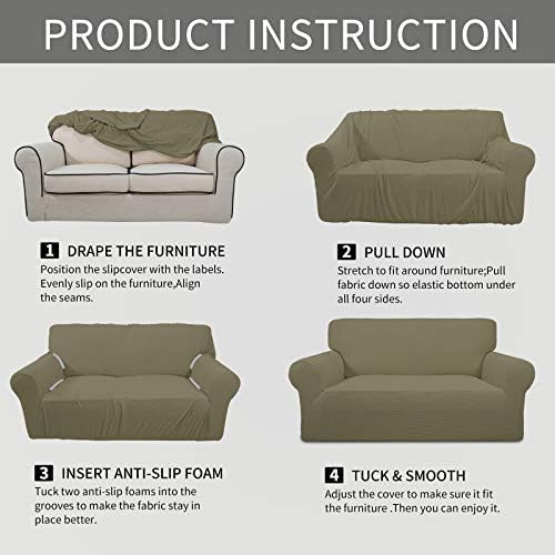 Easy-Going Stretch Oversized Sofa Couch Slipcover Washable Khaki - Image 5