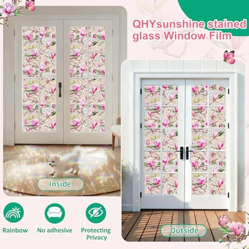 Window Privacy Film Stain Glass Window Film Rainbow Window Film Window clings Non-Adhesive Reusable Decorative for Room (Rainbow Magnolia, 17.5 X 78.7 in) - Image 5