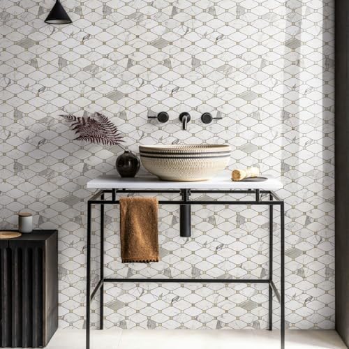 STICKGOO 10 Sheets Peel and Stick Backsplash, Polished Carrara White - Image 5