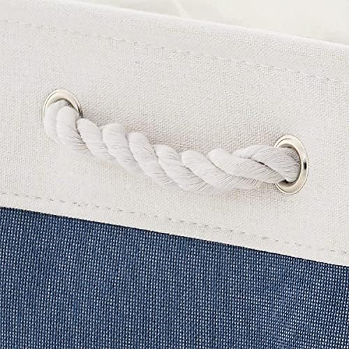 TheWarmHome Storage Bins for Shelves - 1 Pack 15.7x11.8x8.3 inch Fabric Storage Cubes, Storage Basket for Organizing Gift Laundry Cloth Toy Room (White & Jean Blue) - Image 6