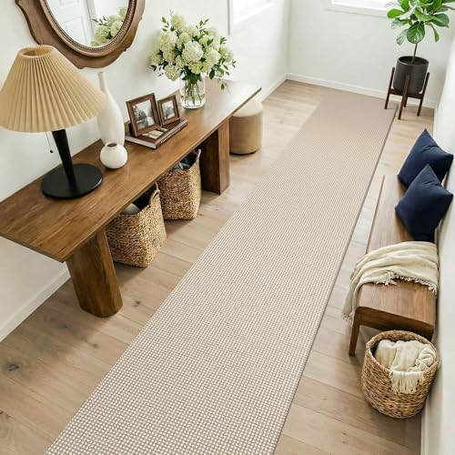 KOZYFLY Cotton 2x14 Runners Rugs for Hallway, Long Washable Runner Rug, Woven Non Slip Kitchen Runner, Flatweave Entryway Rug, Floor Carpet for Entry, Aisle, Hall, Ivory Beige - Image 2