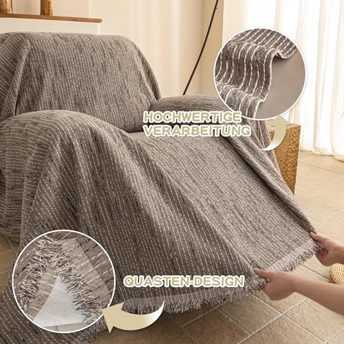 MYSKY HOME Oversized Armchair Couch Cover for 1 Cushion Couch, Washable Sofa Protector, Chair Couch Covers Sofa Covers Sofa Throws Sofa Slipcovers Futon Cover for Pet, Kid, 71"X91", Sand - Image 3