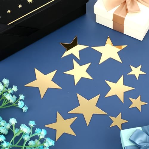 Dimeho 40 Pcs Gold Stars Mirror Wall Stickers, Removable Star Wall Decals 3D Acrylic Mirror Walls Decorations Star Stickers Adhesive Art Decal for Bedroom Living Room Home Walls DIY Decor (Gold Stars) - Image 7