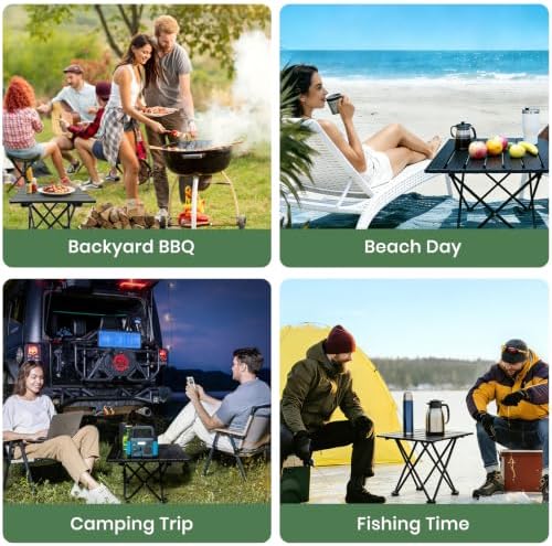 2 Pack Camping Table Foldable, Portable Folding Beach Table, Black-S - Image 5