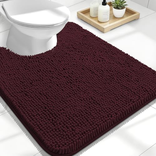 OLANLY Toilet Rugs U-Shaped 24x20, Soft Absorbent Chenille Contour Rugs by OLANLY