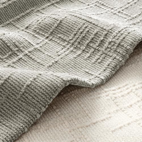 MIULEE Chenille Textured Throw Pillow Covers Light Grey 20x20 Set of 2 - Image 2