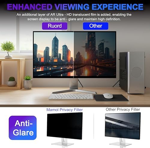 [2 Pack] 34 Inch Privacy Screen for 21:9 Ultrawide Monitor, Computer Privacy Filter, Anti Glare Blue Light Filter, Removable Privacy Screen Protector for 34" Widescreen Displays - Image 6