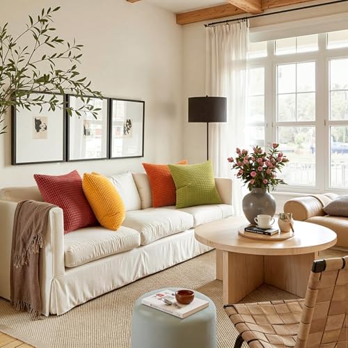 MIULEE Fall Decorative Pillow Covers 20x20 Inch Set of 4 Yellow Orange - Image 5