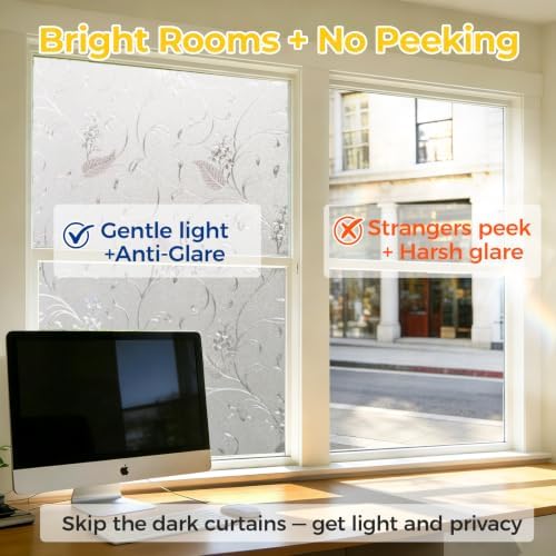 OHTMERU Window Privacy Film Decorative Non-Adhesive, Reusable, Anti-Glare - Image 2