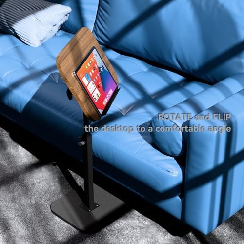 Foldable End Table,17"-31" Adjustable Height,Swivel and Turnable Desktop,TV Tray,Side Table for Small Spaces,Black Walnut (Black Walnut, 15.7" x 11.8") - Image 4
