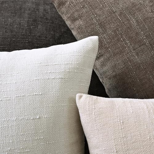 Set of 4 Soft Textured Decorative Throw Pillow Covers 16x16 Inch Cozy Farmhouse Cushion Cover Square Accent Pillow Cases for Bed Couch Sofa Living Room, Neutral - Image 6