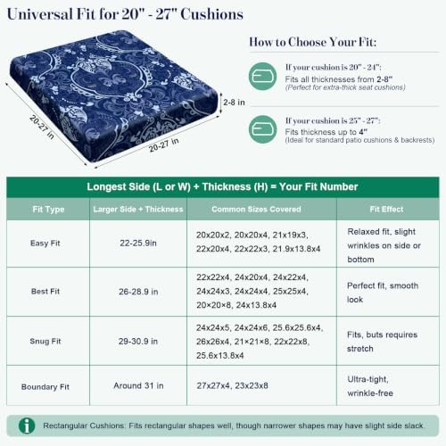 8Pcs Patio Cushion Covers Stretch Outdoor Furniture Protector Slipcovers - Image 3