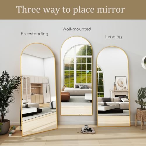 76''x34'' Arched Floor Mirror, Full Length Body Mirror with Stand, Modern & Contemporary Design, Aluminum Alloy Frame (Gold) - Image 6
