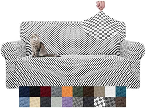 YEMYHOM Couch Cover Latest Jacquard Design High Stretch Extra Large Sofa Covers Pet Dog Cat Proof Oversized Slipcover Non Slip Magic Elastic Furniture Protector (X Large, Black and White Checkered) by YEMYHOM