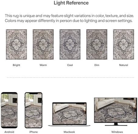 ReaLife Rugs Machine Washable Area Rug Runner - Living Room Bedroom Bathroom Kitchen Entryway Office - Padded Low Pile Stain Resistant Premium - Boho Farmhouse Vintage - Joy - Brown Beige 2'6" x 6' - Image 6